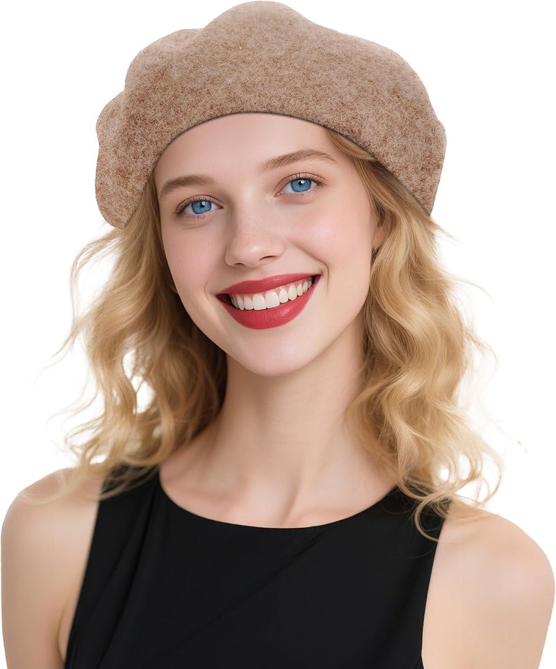 CKYPTFK Beret Hats for Women Holiday Wool French Style-Black/Red Church Hat-Clueless Outfit & Men's Beret - Image 1